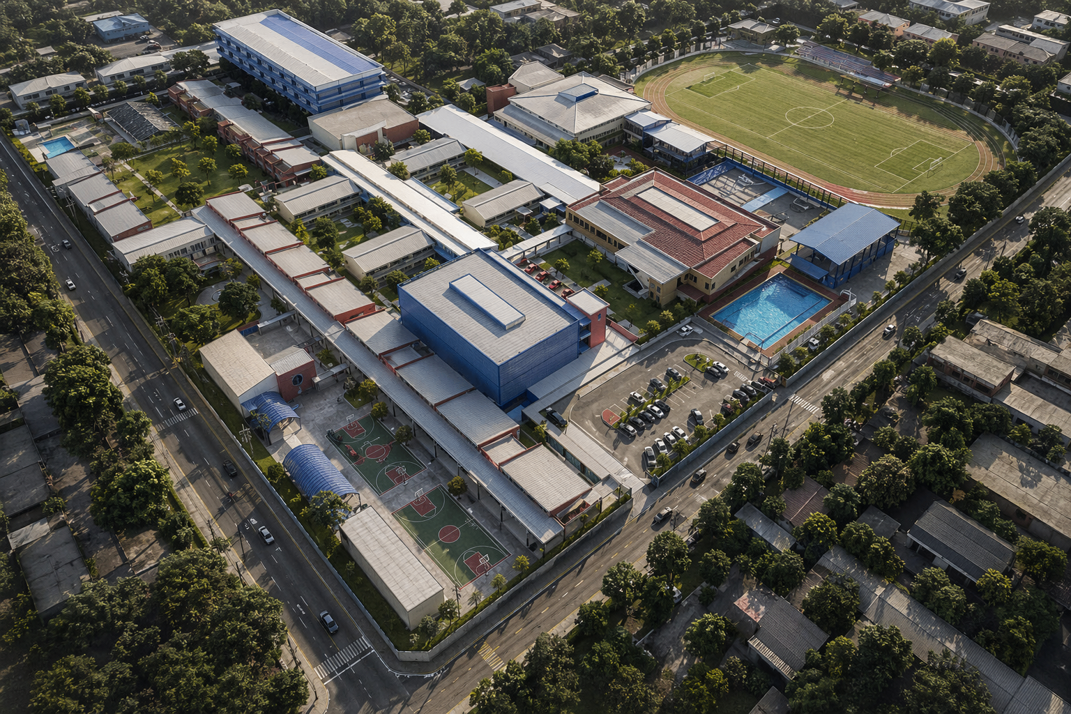 Aerial view of the Academia Británica Cuscatleca campus