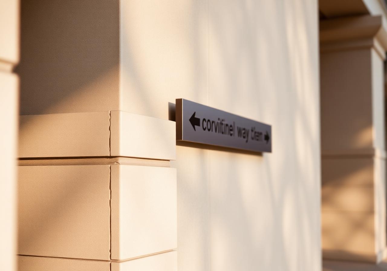 Detail of exterior wayfinding signage